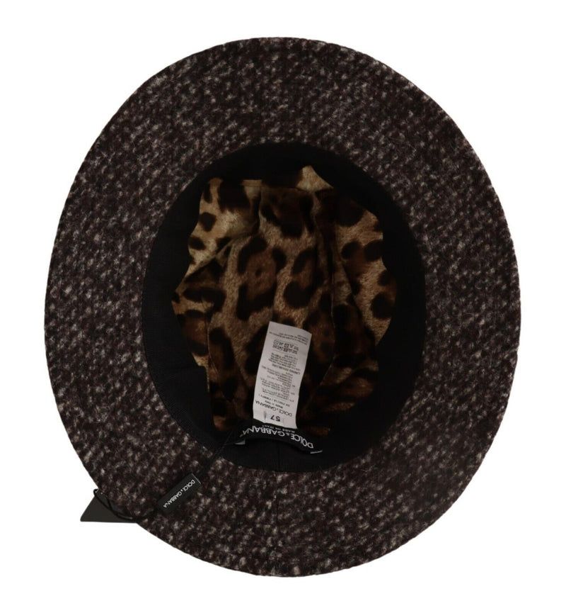 Elegante cappello a bordo in tweed grigio