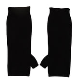 Elegante schwarze Kaschmirschuhe fingerlose Handschuhe