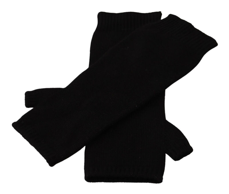 Elegante schwarze Kaschmirschuhe fingerlose Handschuhe