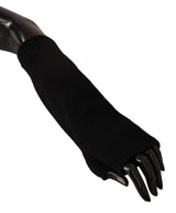 Elegante schwarze Kaschmirschuhe fingerlose Handschuhe