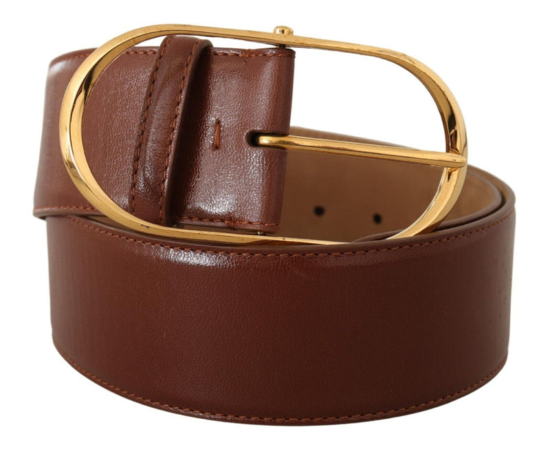 Ceinture en cuir brun élégant avec boucle dorée