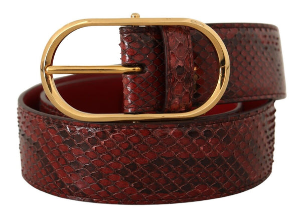 Elegante cintura in pelle di pelle di serpente rossa