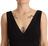 Κομψό μαύρο φόρεμα Midi Black V-Neck