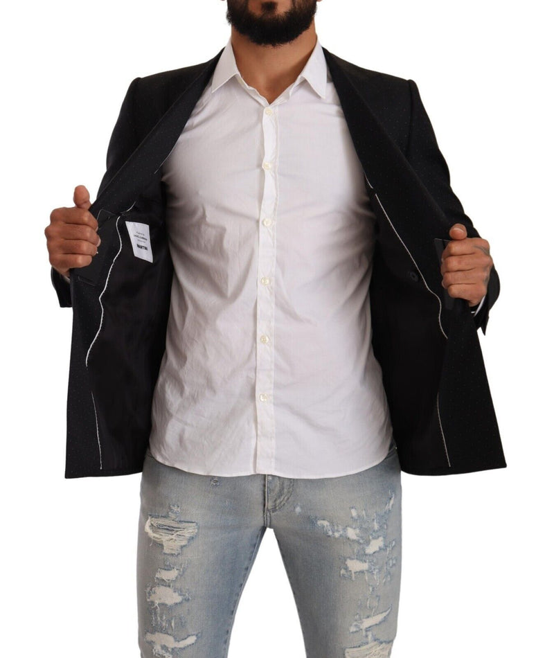 Elegante blazer formale tratteggiato nero