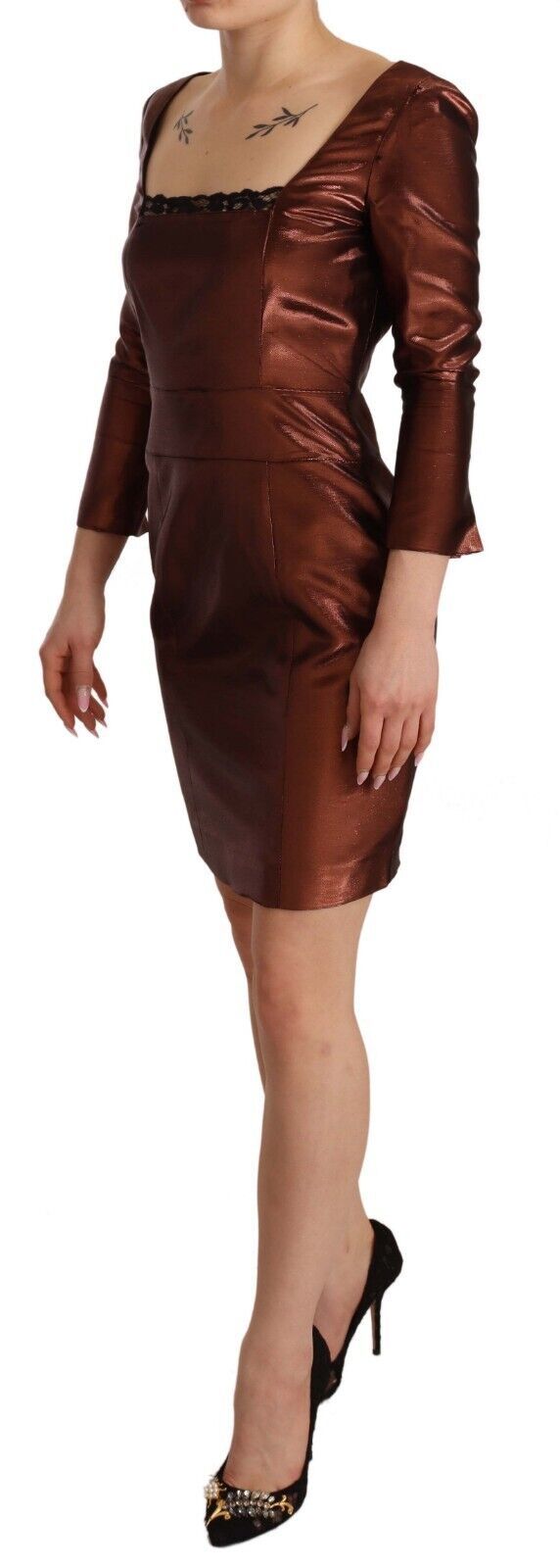 Elegante Bronzescheide Minikleid mit quadratischem Hals