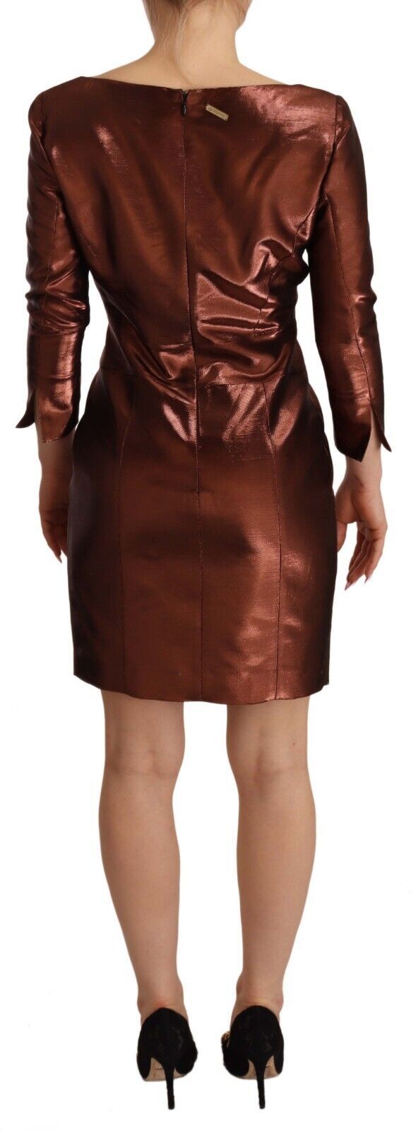 Elegante Bronzescheide Minikleid mit quadratischem Hals