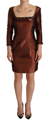 Elegante Bronzescheide Minikleid mit quadratischem Hals