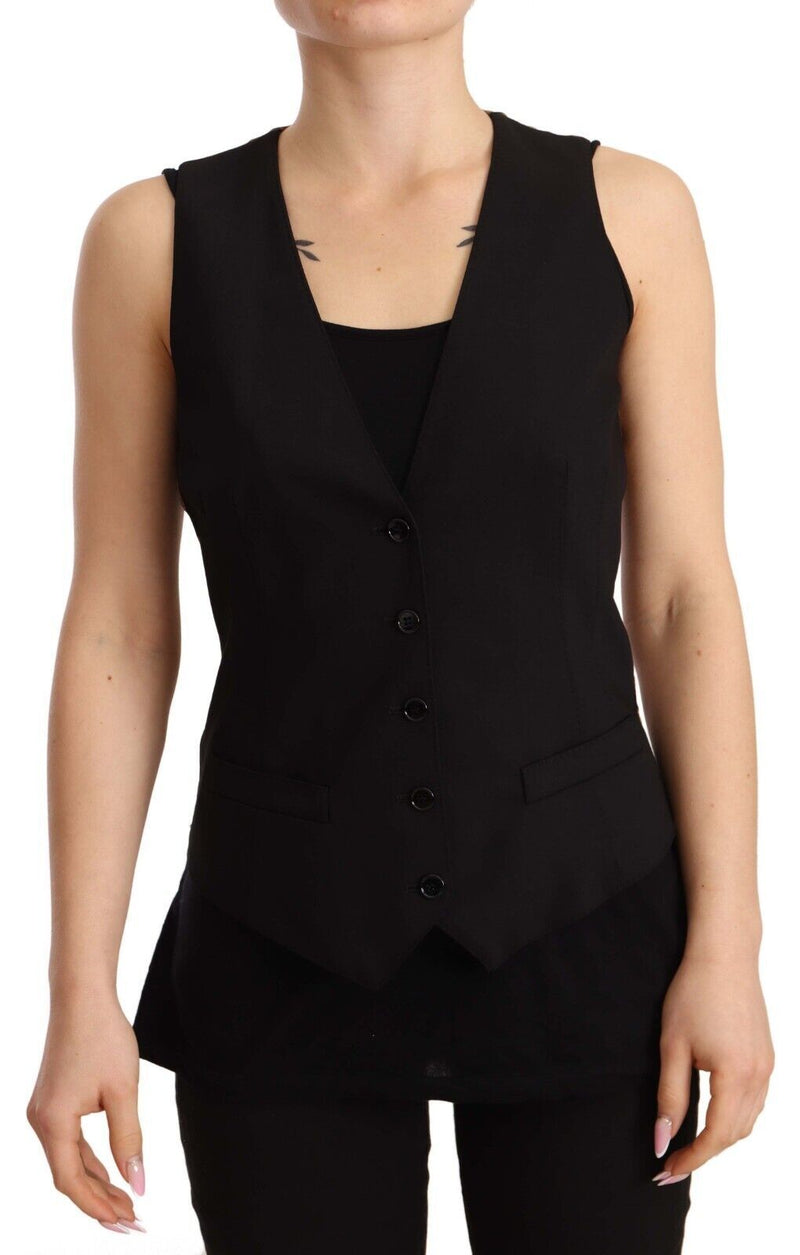 Gilet de mélange de laine noire élégante