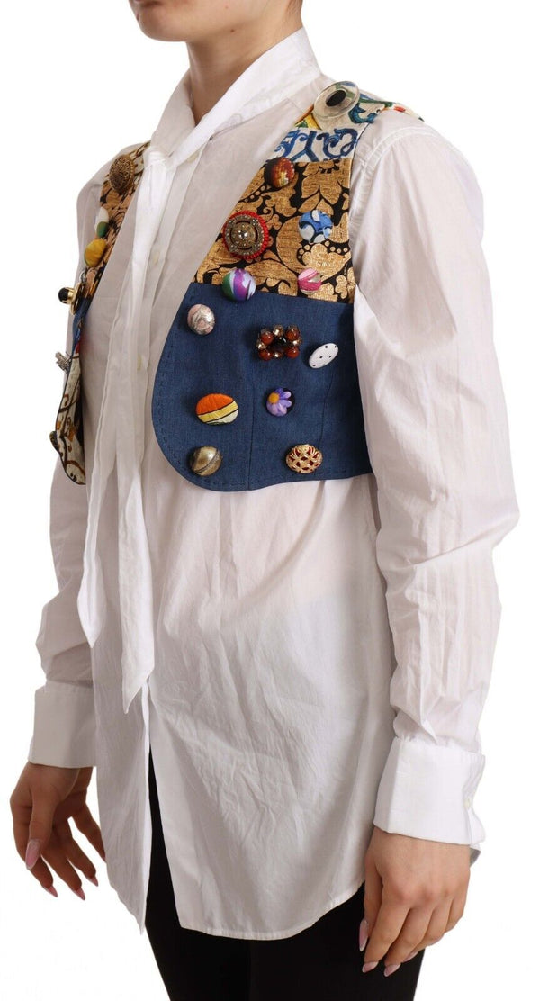 Top gilet culturel multicolore avec accents de bouton