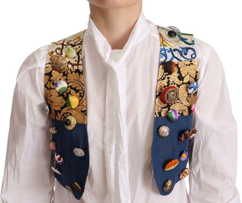 Top gilet culturel multicolore avec accents de bouton