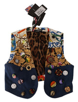 Top gilet culturel multicolore avec accents de bouton