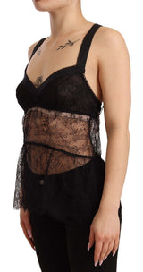 Elegante schwarze Seidendessous Chemise