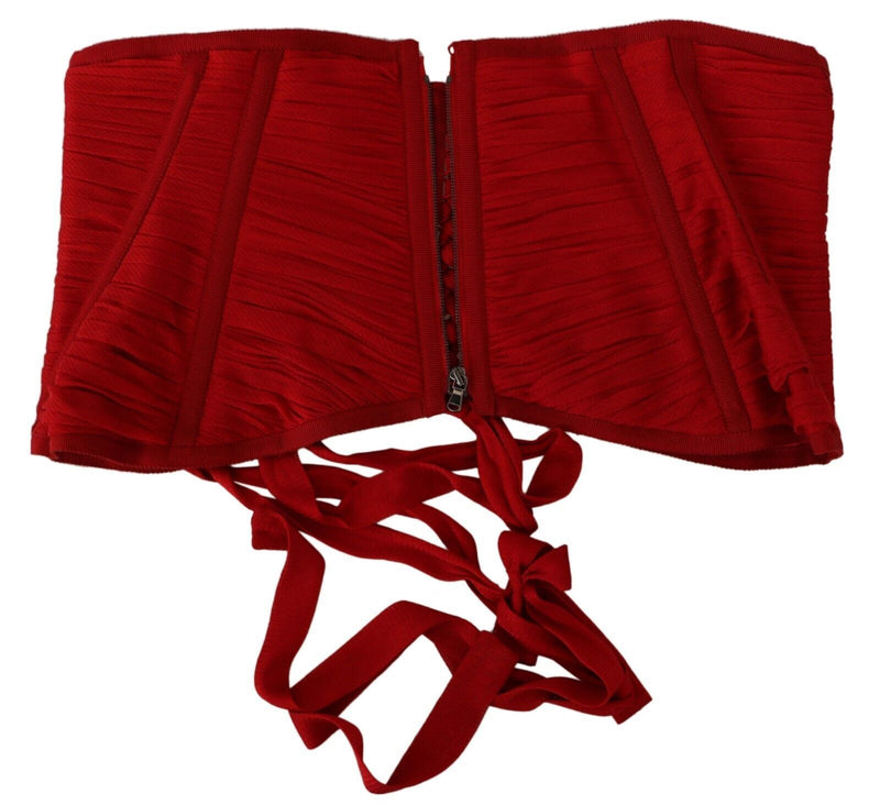 Elegante cinghia del corsetto di seta rossa