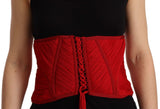 Elegant Red Silk Corset Belt Top