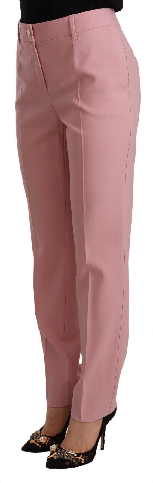 Pantalon élégant rose haute taille