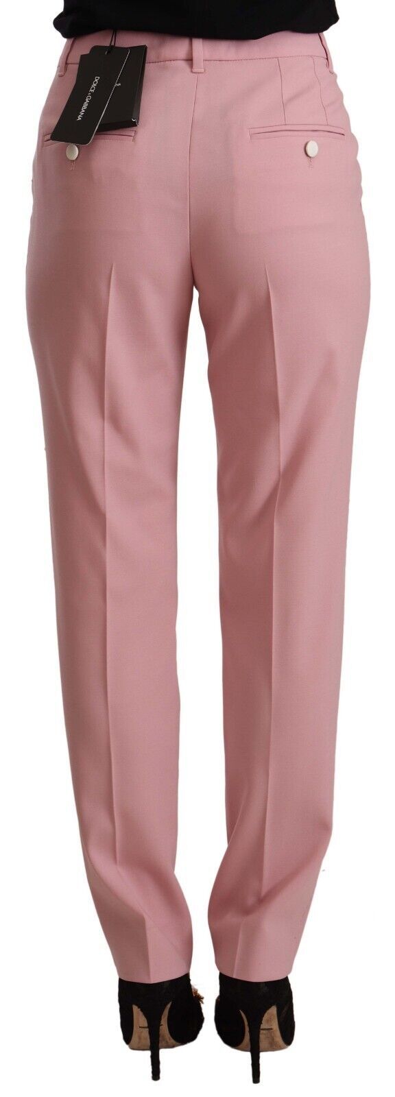 Eleganti pantaloni a vita alta rosa