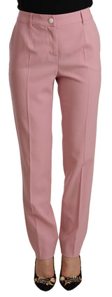 Elegantes pantalones de cintura alta rosa