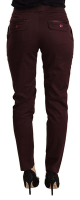 Maroon Slim Fit Skinny Hosen mit Reißverschlussdetail