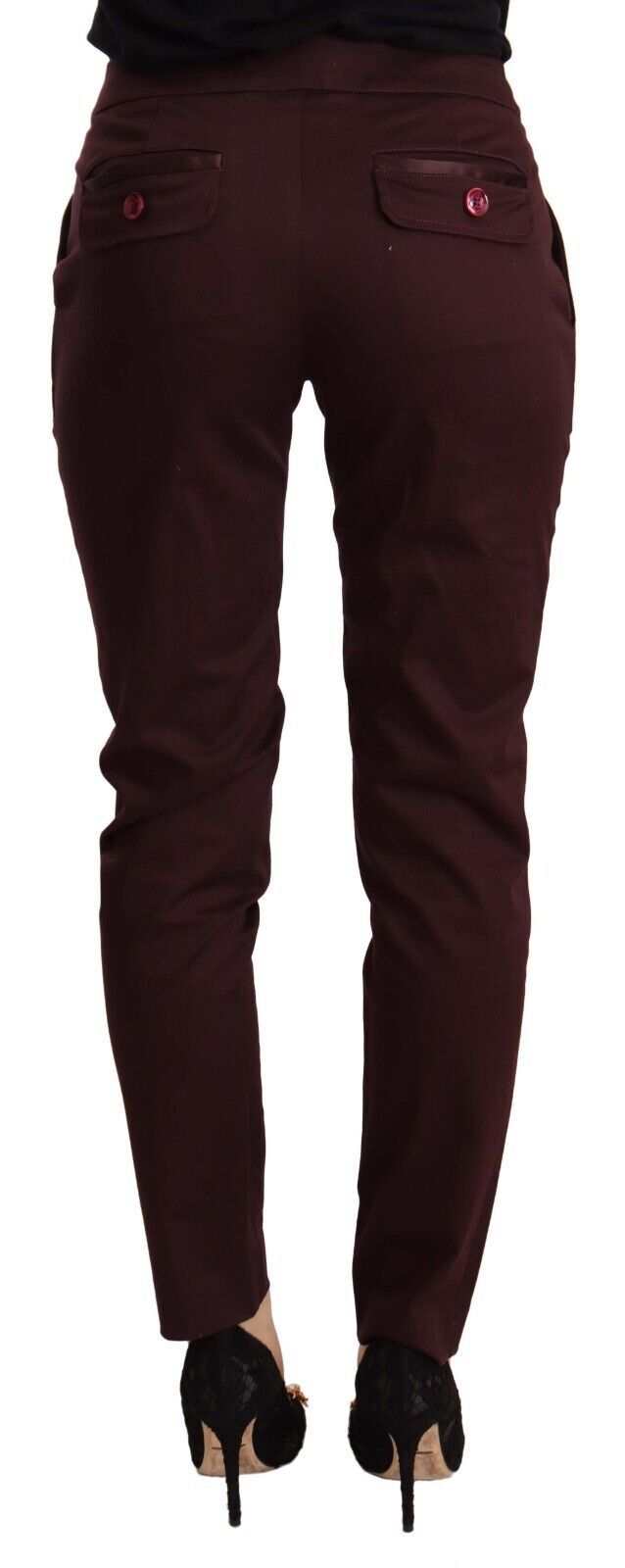 Pantaloni magri Maroon Slip Fit con dettaglio con cerniera