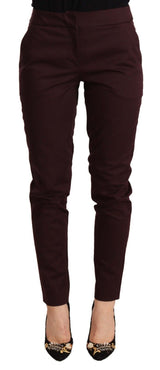 Pantaloni magri Maroon Slip Fit con dettaglio con cerniera