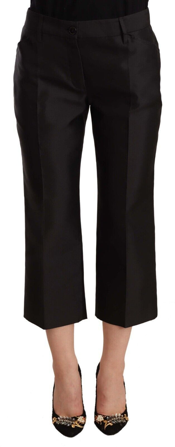 Pantalones de seda elegantes de seda en negro atemporal