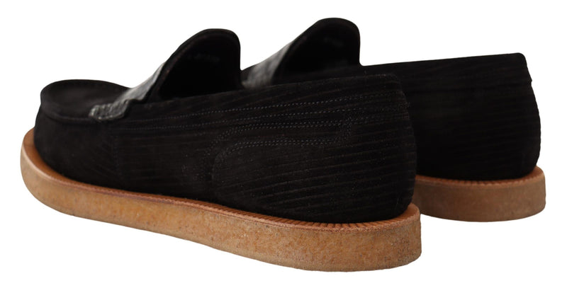 Mocassins en cuir alligator noir élégant