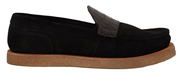 Elegante schwarze Alligator -Leder -Slipper