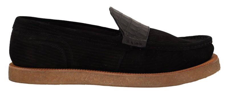 Mocassins en cuir alligator noir élégant