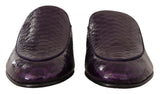 Diapositives en cuir python exotique violet