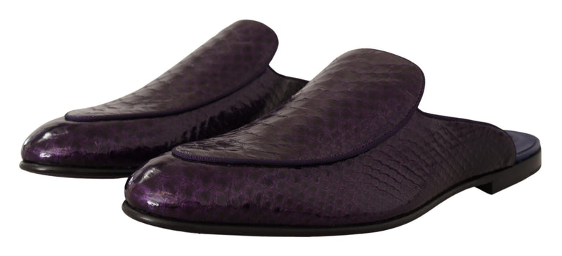 Diapositives en cuir python exotique violet