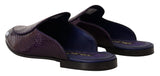 Diapositives en cuir python exotique violet