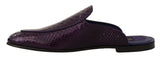 Diapositives en cuir python exotique violet