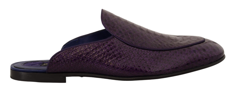 Diapositives en cuir python exotique violet