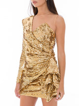 Glistening Gold Sequin Evening Dress