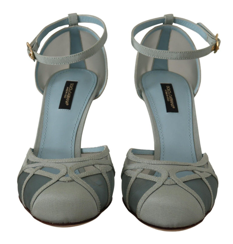 Elegante blaue Maschen -Knöchelgurt Sandalen