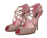 Pink Glitter Peep Toe High Heels Sandalen