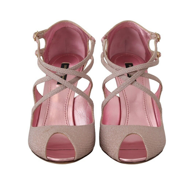 Pink Glitter Peep Toe High Heels Sandalen