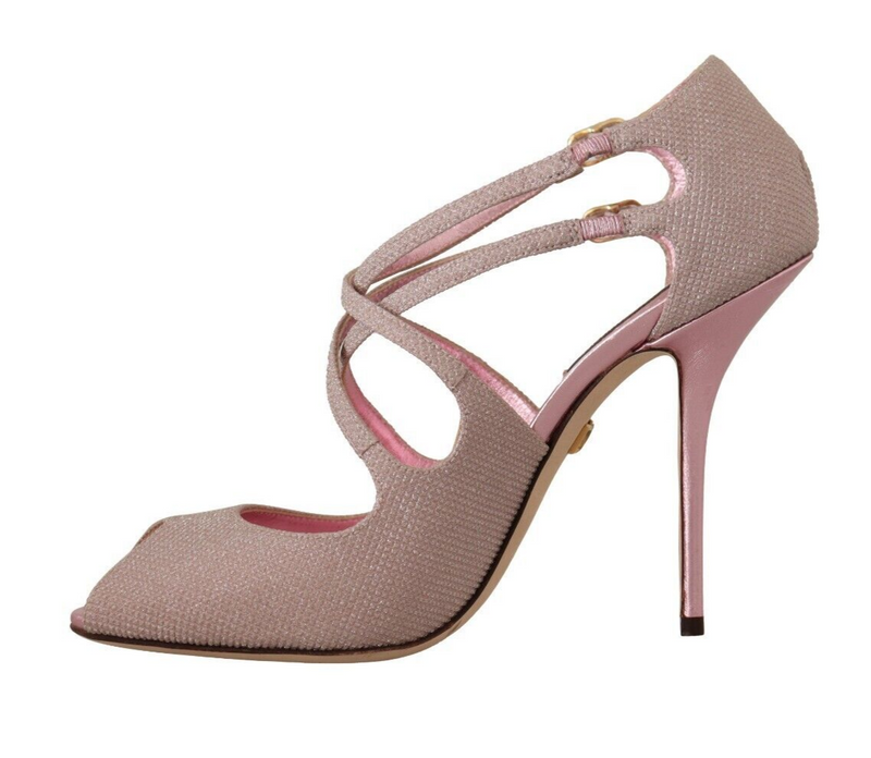 Pink Glitter Peep Toe High Heels Sandalen