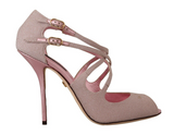 Pink Glitter Peep Toe High Heels Sandalen