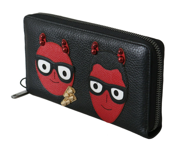 Chick Schwarz und rotes Leder kontinentaler Brieftasche