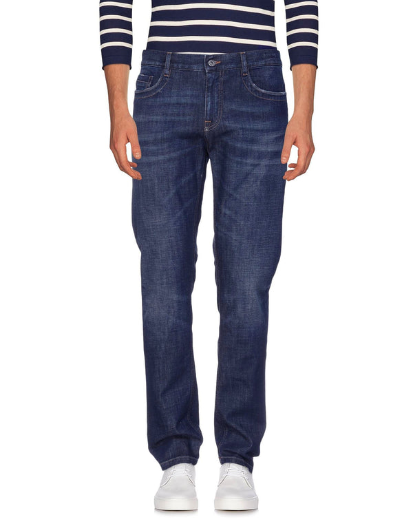 Schlanke dunkelblaue reguläre Fit -Jeans