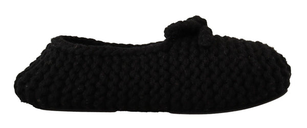 Elegante schwarze Wollknitballettflats