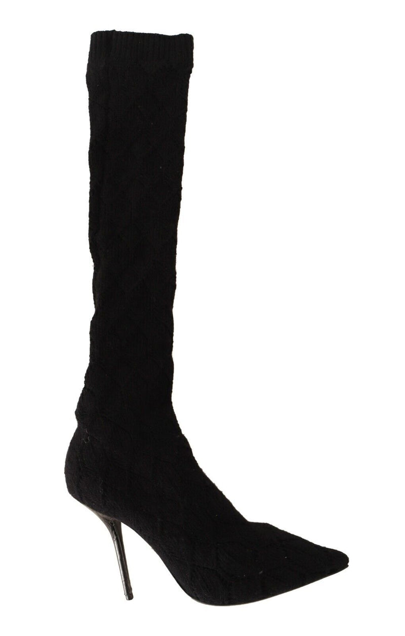 Elegante schwarze Stretchockenstiefel