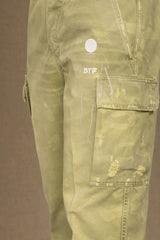 Military Green Mid-Waist Designer Jeans