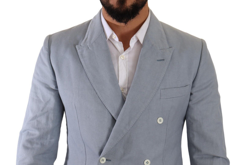 Elegante blazer a doppio petto blu a blu chiaro