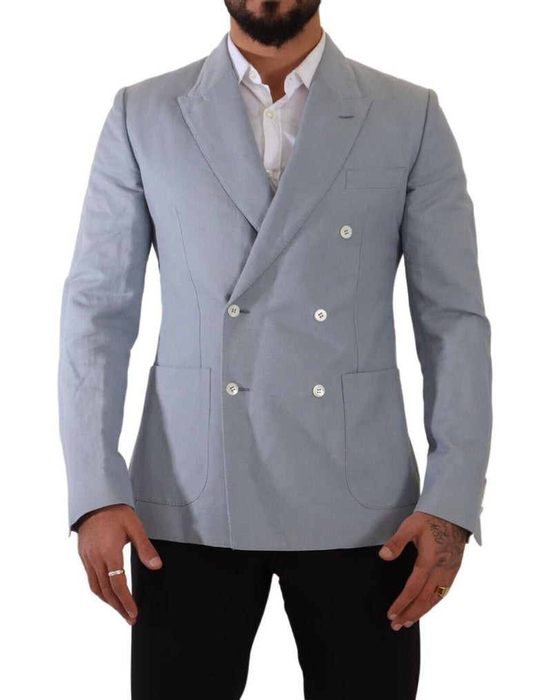 Elegante blazer a doppio petto blu a blu chiaro