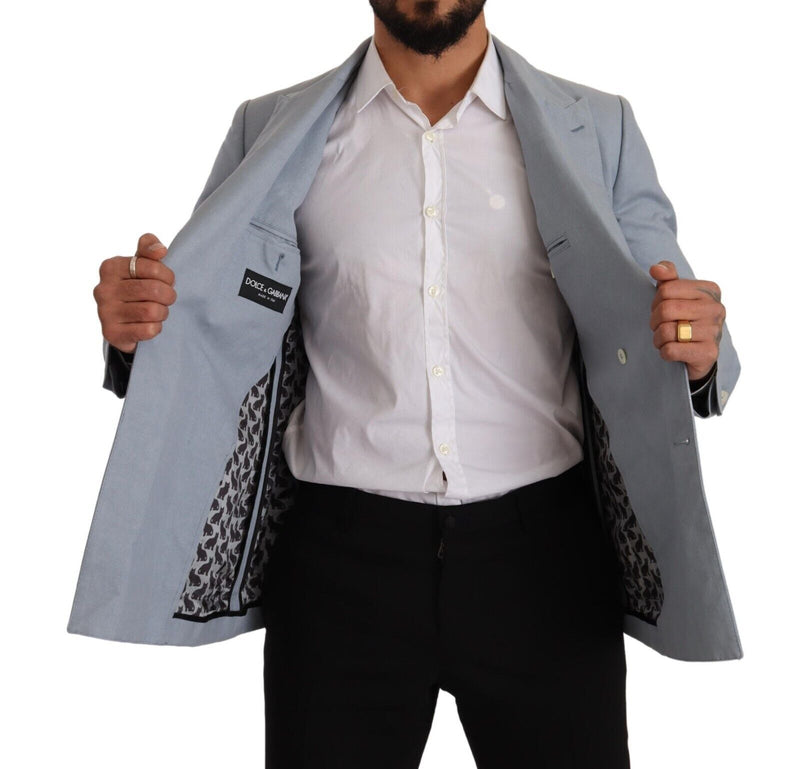 Elegante blazer a doppio petto blu a blu chiaro