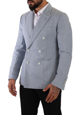 Elegante blazer a doppio petto blu a blu chiaro