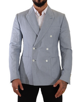 Elegante blazer a doppio petto blu a blu chiaro