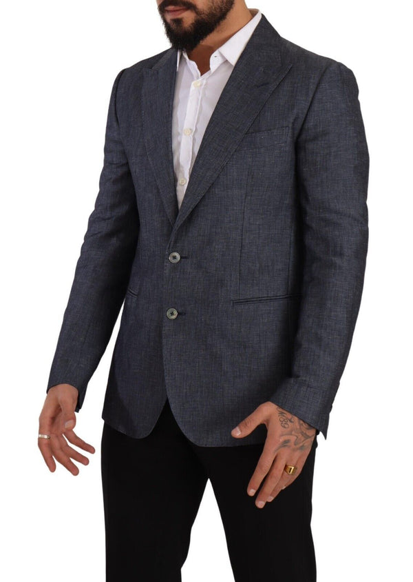 Elegante Fit Slim Fit Blazer azul de dos botones